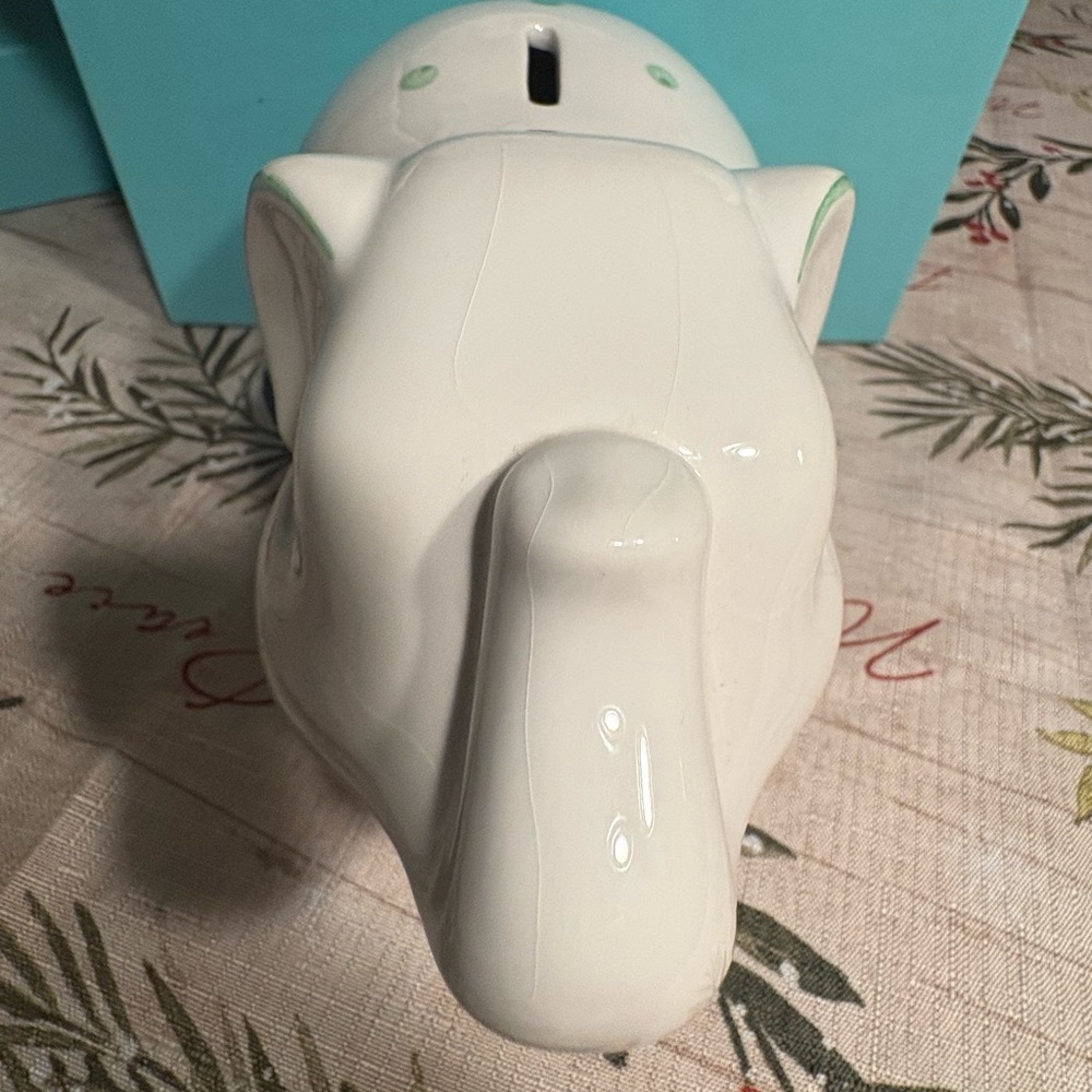Tiffany and Co. Porcelain Elephant Coin Bank - Picture 3 of 12